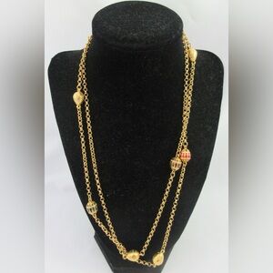 Joan Rivers 43" Gold Tone Chain Necklace w 8 Designer Style Enamel & Gold Eggs
